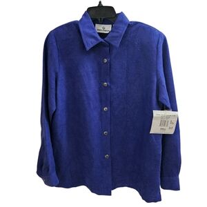 NWT Erin London Blue Button Shacket Blouse Womens Small  Lightweight
